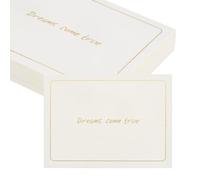 sourcing map 50Pcs Dream Come True Cards, 5.5" x 3.7" Single Panel Blank Cardstock Greeting Cards with Gold Foil Border for Wishes Gift Wedding Graduation Birthday DIY Craft Invitations, White
