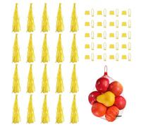 sourcing map 50pcs Egg Hatching Bags, 20 Inch Mesh Nylon Netting Reusable Produce Mesh Bags with Loop-Style Closures Strong Stretchable Plastic Seafood Boil for Fruits Vegetables, Yellow