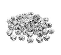 sourcing map 50Pcs European Large Hole Beads, Rhinestone Craft Bead Crystal Charm Spacer Beads for Pens Keychain Craft DIY, Black White