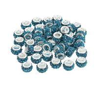 sourcing map 50Pcs European Large Hole Beads, Rhinestone Craft Bead Crystal Charm Spacer Beads for Pens Keychain Craft DIY, Blue