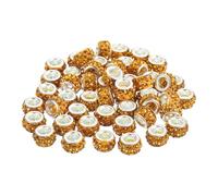 sourcing map 50Pcs European Large Hole Beads, Rhinestone Craft Bead Crystal Charm Spacer Beads for Pens Keychain Craft DIY, Golden Yellow