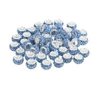sourcing map 50Pcs European Large Hole Beads, Rhinestone Craft Bead Crystal Charm Spacer Beads for Pens Keychain Craft DIY, Light Blue