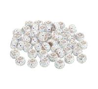 sourcing map 50Pcs European Large Hole Beads, Rhinestone Craft Bead Crystal Charm Spacer Beads for Pens Keychain Craft DIY, White AB