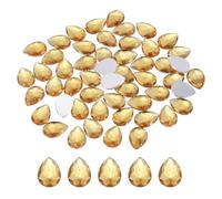 sourcing map 50PCS Flat Back Acrylic Teardrop Gems 10x14mm Artificial Rhinestones for DIY Crafts Bead Wedding Party Face Painting Jewelry Making Light Brown