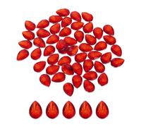 sourcing map 50PCS Flat Back Acrylic Teardrop Gems 13x18mm Artificial Rhinestones for DIY Crafts Bead Wedding Party Face Painting Jewelry Making Deep Red