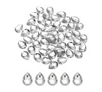 sourcing map 50PCS Flat Back Acrylic Teardrop Gems 13x18mm Artificial Rhinestones for DIY Crafts Bead Wedding Party Face Painting Jewelry Making Transparent White