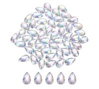 sourcing map 50PCS Flat Back Acrylic Teardrop Gems 6x10mm Artificial Rhinestones for DIY Crafts Bead Wedding Party Face Painting Jewelry Making Bright White