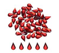 sourcing map 50PCS Flat Back Acrylic Teardrop Gems 6x10mm Artificial Rhinestones for DIY Crafts Bead Wedding Party Face Painting Jewelry Making Deep Red