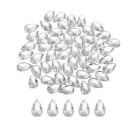 sourcing map 50PCS Flat Back Acrylic Teardrop Gems 6x10mm Artificial Rhinestones for DIY Crafts Bead Wedding Party Face Painting Jewelry Making Dull White