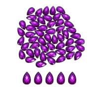 sourcing map 50PCS Flat Back Acrylic Teardrop Gems 6x10mm Artificial Rhinestones for DIY Crafts Bead Wedding Party Face Painting Jewelry Making Purple