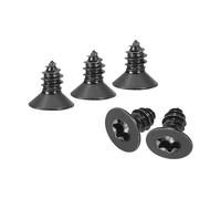 sourcing map 50Pcs Flat Head Torx Screws, M6 x 12mm 304 Stainless Steel Countersunk Self Tapping Anti-Theft Wood Screws Tamper Resistant Screws Fit T30 Bit for Wood, Fence, Decking (Black)