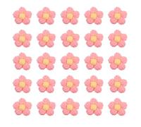 sourcing map 50pcs Flower Sew On Patches, Crochet Floral Petals Handmade Crochet Flowers Appliques Embellishments for DIY Hair Clothes Wedding Party Craft, Pink and Yellow