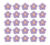 sourcing map 50pcs Flower Sew On Patches, Crochet Floral Petals Handmade Crochet Flowers Appliques Embellishments for DIY Hair Clothes Wedding Party Craft, Purple and Yellow