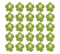 sourcing map 50pcs Flower Sew On Patches, Crochet Floral Petals Handmade Crochet Flowers Appliques Embellishments for DIY Hair Clothes Wedding Party Craft, Green and Yellow
