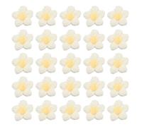 sourcing map 50pcs Flower Sew On Patches, Crochet Floral Petals Handmade Crochet Flowers Appliques Embellishments for DIY Hair Clothes Wedding Party Craft, White and Yellow