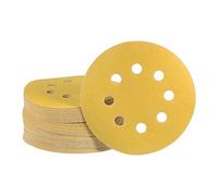 sourcing map 50pcs Gold Sanding Discs 5 Inch 220 Grits Hook and Loop Sandpapers 8 Holes Aluminum Oxide Abrasive Orbital Sanding Pads for Automobile Metal Woodworking