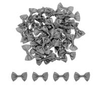 sourcing map 50pcs Grey Bow Ties 1.5" x 1" Mini Bowknot for Crafting Little Satin Bows Bulk for DIY Sewing Scrapbooking Wedding Gift Present Home Decoration