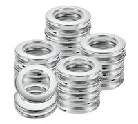 Sourcing Map 50pcs Grommets, 1-5/7"(42 mm) ID Window Curtain Panels Eyelet Rings Low-Noise Sliding Roman Hardware Rings for Bathroom Bedroom Rod, Bright Silver