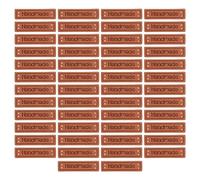 sourcing map 50pcs Handmade PU Leather Tag Label Button with Hole Sew on Embossed Embellishment for Handmade Items Crochet Clothing Hat Brown