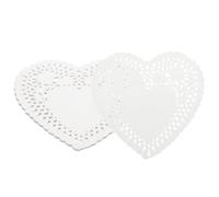 sourcing map 50Pcs Heart Doilies, 6 Inch Heart Shape Paper Lace Doilies Desserts Cake Placemats for Valentine Wedding Party Tableware Decoration, White