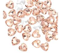 sourcing map 50Pcs Heart Rhinestones, 12mm Pointed Back Heart Glass Rhinestone Gems Crystal for Jewelry Making Costume DIY Crafts, Water Red