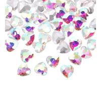 sourcing map 50Pcs Heart Rhinestones, 12mm Pointed Back Heart Glass Rhinestone Gems Crystal for Jewelry Making Costume DIY Crafts, Ab Color