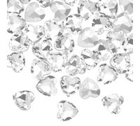 sourcing map 50Pcs Heart Rhinestones, 12mm Pointed Back Heart Glass Rhinestone Gems Crystal for Jewelry Making Costume DIY Crafts, White