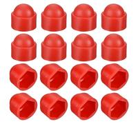 sourcing map 50pcs Hex Nut Cover, M12 Red Plastic Dome Nut Protection Cap Hex Bolt Nut Covers for Hexagon Screws, Bolts