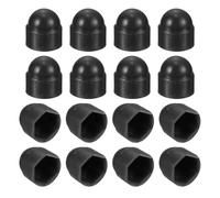 sourcing map 50pcs Hex Nut Cover, M4 Black Plastic Dome Nut Protection Cap Hex Bolt Nut Covers for Hexagon Screws, Bolts