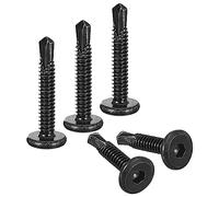 sourcing map 50Pcs Hex Socket Self Tapping Screws, #12 x 1-1/4" 410 Stainless Steel Flat Head Sheet Metal Drilling Screws, Black