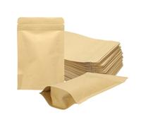 sourcing map 50pcs Kraft Stand Up Pouches Sealable Paper Bags Foil Resealable Seal Pouches Packaging Zipper Bags for Food Storage Sample Package, Yellow, 3.5x5.5 Inch