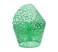 sourcing map 50pcs Lace Cupcake Liners Vine Hollow Out Cupcake Dark Green | Standard Artistic Bake Cake Paper Cups for Anniversary Birthday Weddings Parties