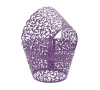 sourcing map 50pcs Lace Cupcake Liners Vine Hollow Out Cupcake Dark Purple | Standard Artistic Bake Cake Paper Cups for Anniversary Birthday Weddings Parties
