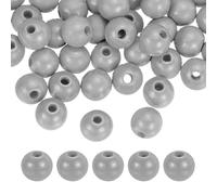 sourcing map 50pcs Light Gray Colored Wooden Beads 12mm Dia. 3.3mm Hole Large Round Natural Dyed Wood Loose Spacer Ball Bulk for DIY Bead Crafts Making Home Decor
