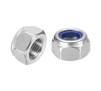 sourcing map 50Pcs M12x1.25mm Nylon Insert Hex Lock Nuts, 304 Stainless Steel Self-Locking Nylon Insert Stop Nut for Industrial Construction Fasteners, Silver&Blue
