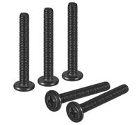 sourcing map 50Pcs M4-0.7 x 30mm Flat Round Head Machine Screws, 304 Stainless Steel Phillips Drive Machine Screw, Full Thread, Black Oxide