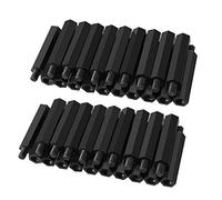 sourcing map 50pcs M4 30+6mm Male Thread Nylon Hex Standoff Spacer Screws PCB Pillar Black