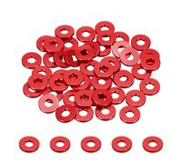 sourcing map 50pcs M4 Flat Washer Aluminum Gasket Anodized Countersunk Washer,Hole Dia 4mm/0.16" Round Washers for Screw RC/FPV/PC/Drone/Mechanical Accessories Model Parts,(Red)