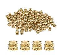 Sourcing Map 50pcs M4 Threaded Brass Heat Set Inserts, OD 6mm Knurled Nuts for 3D Printing, M4x5mm Female Threaded