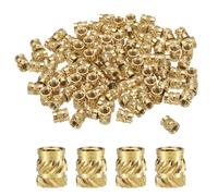 Sourcing Map 50pcs M4 Threaded Inserts Brass Heat Set Insert M4x7mm, OD 6mm Knurled Insert, 3D Printing Female Threaded Inserts