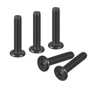 sourcing map 50Pcs M5-0.8 x 25mm Flat Round Head Machine Screws, 304 Stainless Steel Phillips Drive Machine Screw, Full Thread, Black Oxide