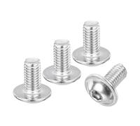 sourcing map 50Pcs M5-0.8x10mm Flanged Button Head Socket Cap Screws, 304 Stainless Steel Socket Drive Fasteners Bolts, Fully Thread Machine Screws, Silver