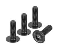 sourcing map 50Pcs M5-0.8x16mm Flanged Button Head Socket Screws, 304 Stainless Steel Socket Drive Fasteners Bolts, Fully Thread Machine Screws, Black