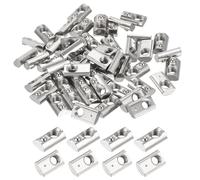 sourcing map 50Pcs M5 t Spring Nut Fastener Carbon Steel Nickel Plated Half Round Roll in Spring t Slot Nut for T-Slot Aluminum Profile 3D Printer, CNC Router 2020 Series