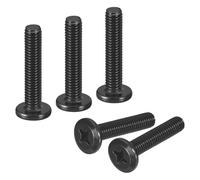 sourcing map 50Pcs M6-1.0 x 30mm Flat Round Head Machine Screws, 304 Stainless Steel Phillips Drive Machine Screw, Full Thread, Black Oxide