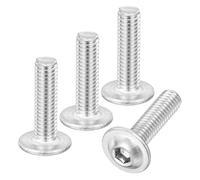 sourcing map 50Pcs M6-1x22mm Flanged Button Head Socket Cap Screws, 304 Stainless Steel Socket Drive Fasteners Bolts, Fully Thread Machine Screws, Silver