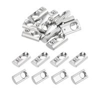 sourcing map 50Pcs M6 t Spring Nut Fastener Carbon Steel Nickel Plated Half Round Roll in Spring t Slot Nuts for T-Slot Aluminum Profile 3D Printer, CNC Router 2020 Series