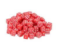sourcing map 50Pcs Mini Dice, 8mm/0.31" Acrylic Tiny Six Side Game Dot Square Dice Bulk for Table Board Game Party Activities, Red/White