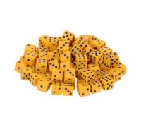 sourcing map 50Pcs Mini Dice, 8mm/0.31" Acrylic Tiny Six Side Game Dot Square Dice Bulk for Table Board Game Party Activities, Yellow/Black
