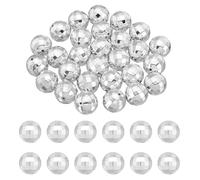 sourcing map 50pcs Mini Disco Beads, 14mm Disco Ball Bright Reflective Mirror Ball Charm for Jewelry Making Bracelet Necklace Earrings Pendants Keychain, Silver